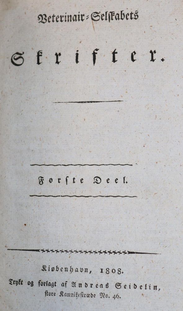 Große Abbildung Nr.1: 139-1584 Veterinair-Selskabets Skrifter.: (Medizin, Veterinärmedizin)