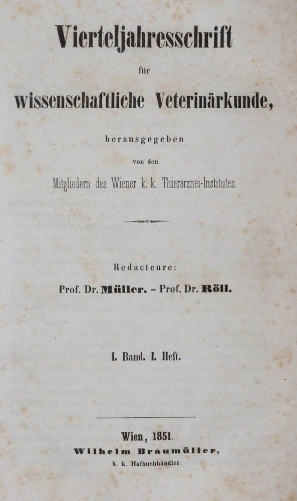 Große Abbildung Nr.1: 139-1585 Vierteljahresschrift: (Medizin, Veterinärmedizin)