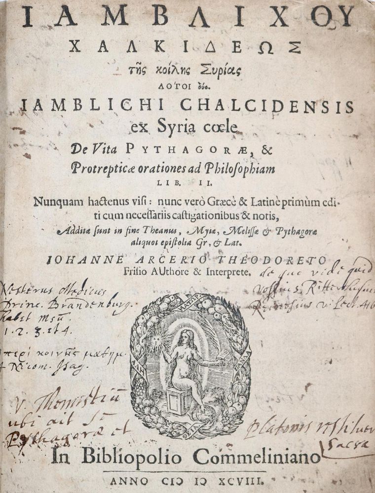 Große Abbildung Nr.1: 139-160 Jamblichus.: (Alte Drucke, Handschriften und Theologie)
