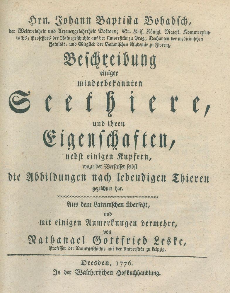 Große Abbildung Nr.1: 139-1611 Leske,N.G.: (Zoologie, Meerestiere)