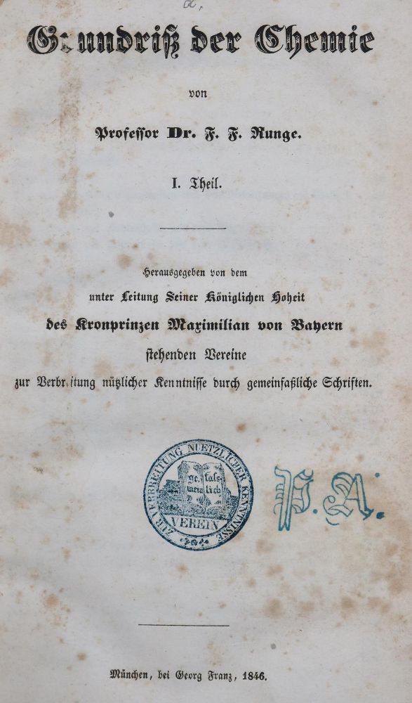 Große Abbildung Nr.2: 139-1675 Runge,F.f.: (Verschiedene Gebiete - Varia, Chemie)