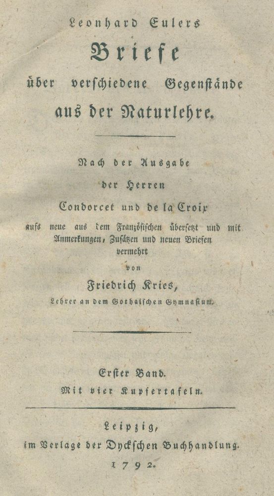 Große Abbildung Nr.1: 139-1687 Euler,L.: (Verschiedene Gebiete - Varia)