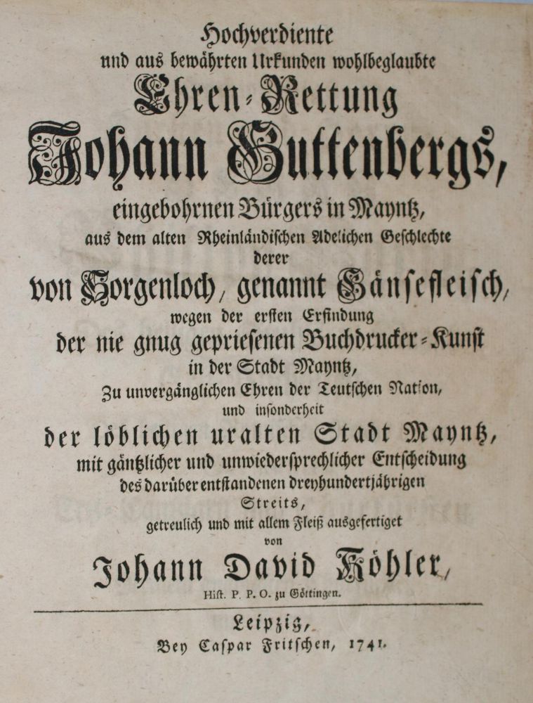 Große Abbildung Nr.1: 139-169 Köhler,J.D.: (Alte Drucke, Handschriften und Theologie)