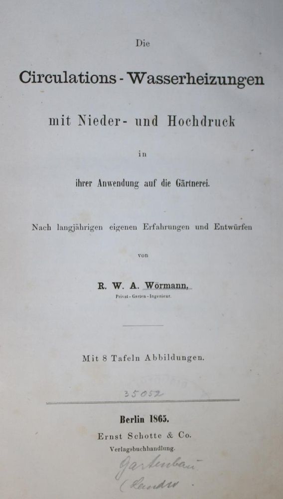 Große Abbildung Nr.1: 139-1706 Wörmann,R.W.A.: (Verschiedene Gebiete - Varia, Heizung)