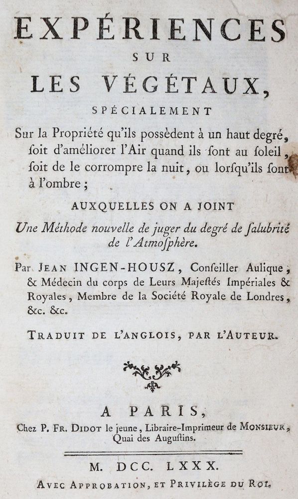 Große Abbildung Nr.2: 139-1709 Ingenhousz,J.: (Verschiedene Gebiete - Varia)