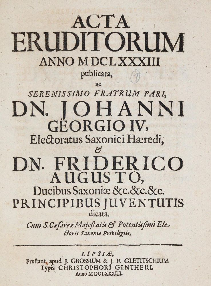Große Abbildung Nr.2: 139-1742 Leibniz,G.W.: (Verschiedene Gebiete - Varia)