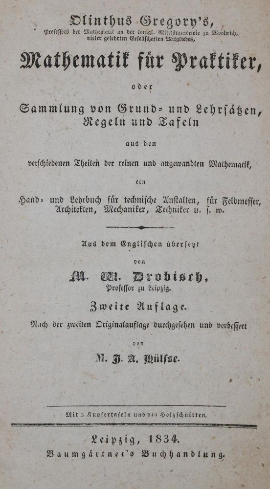 Große Abbildung Nr.1: 139-1757 Gregory,O.: (Verschiedene Gebiete - Varia, Mathematik)