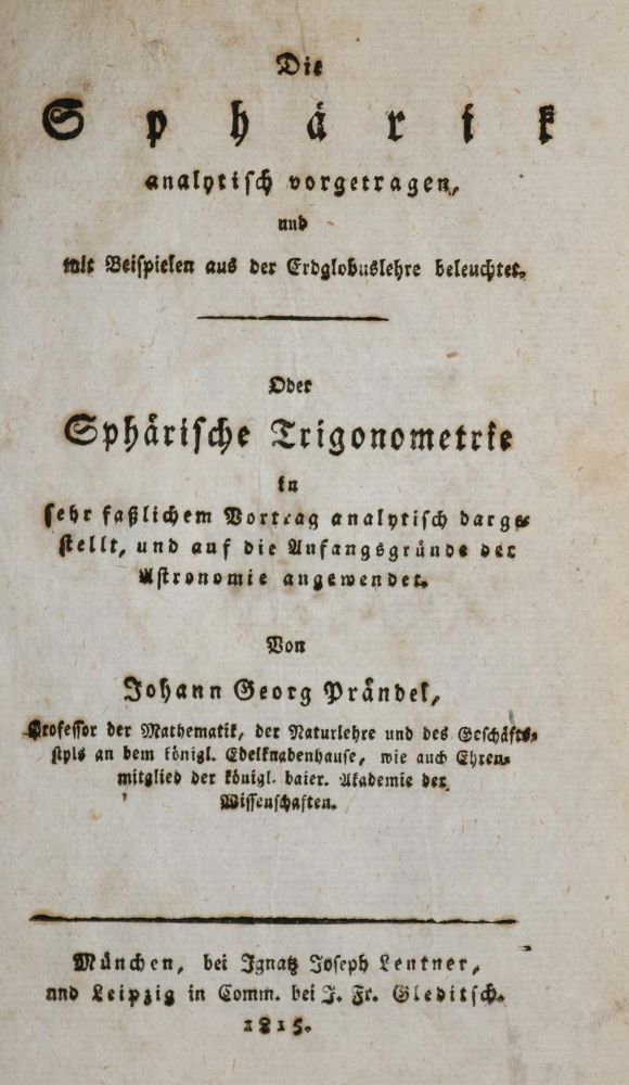 Große Abbildung Nr.1: 139-1767 Prändel,J.G.: (Verschiedene Gebiete - Varia, Mathematik)