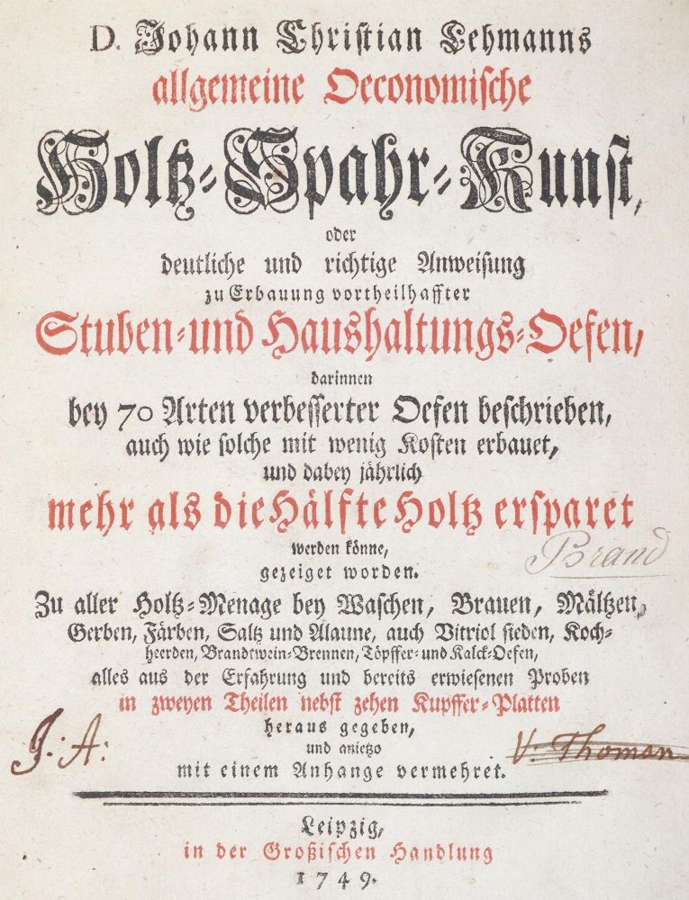 Große Abbildung Nr.4: 139-1781 Lehmann,J.C.: (Verschiedene Gebiete - Varia, Ofenbau)