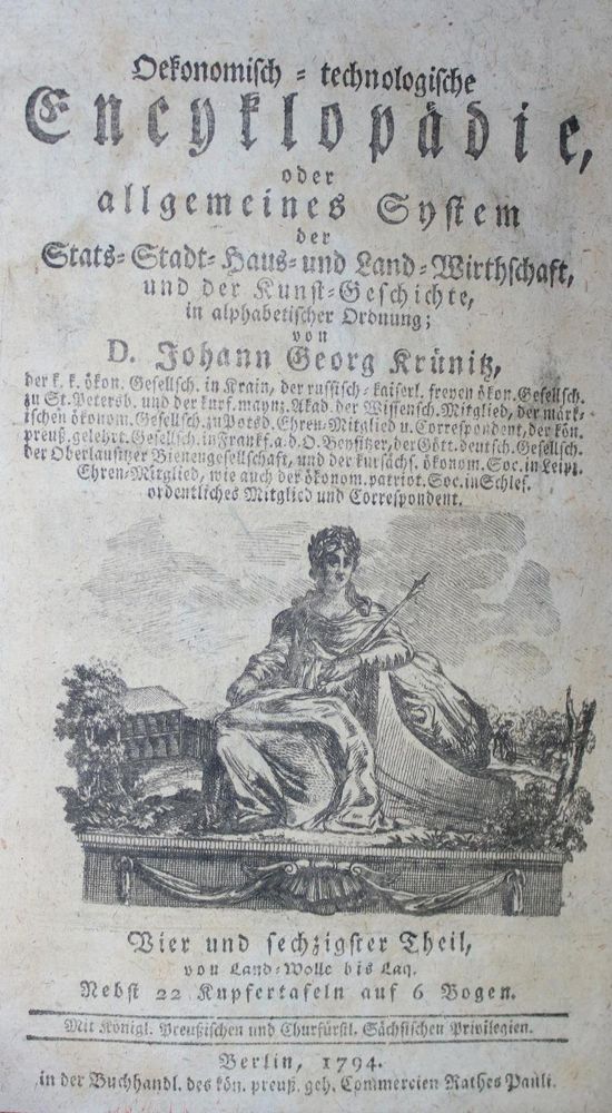 Große Abbildung Nr.1: 139-1810 Krünitz,J.G.: (Verschiedene Länder - Geschichte, Textil, Wolle)