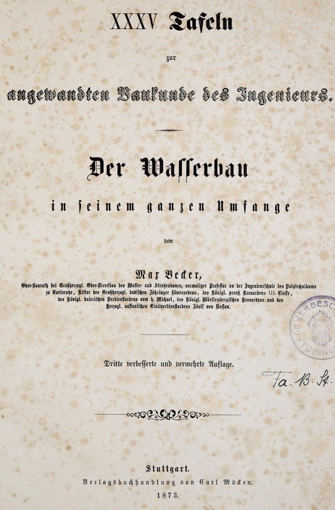 Große Abbildung Nr.2: 139-1819 Becker,M.: (Verschiedene Gebiete - Varia, Wasserbau)