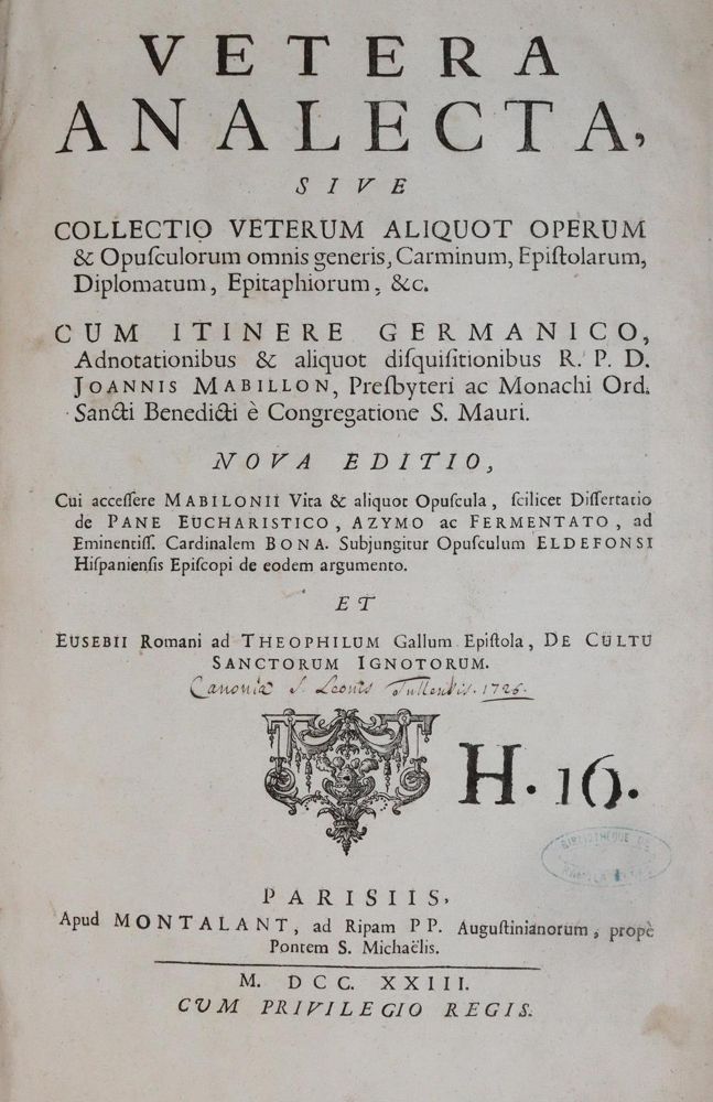 Große Abbildung Nr.1: 139-189 Mabillon,J.: (Alte Drucke, Handschriften und Theologie)