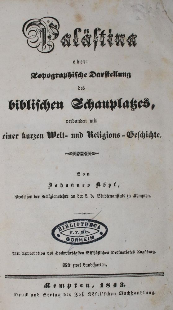 Große Abbildung Nr.1: 139-1896 Köpf,J.: (Asien, Palästina)