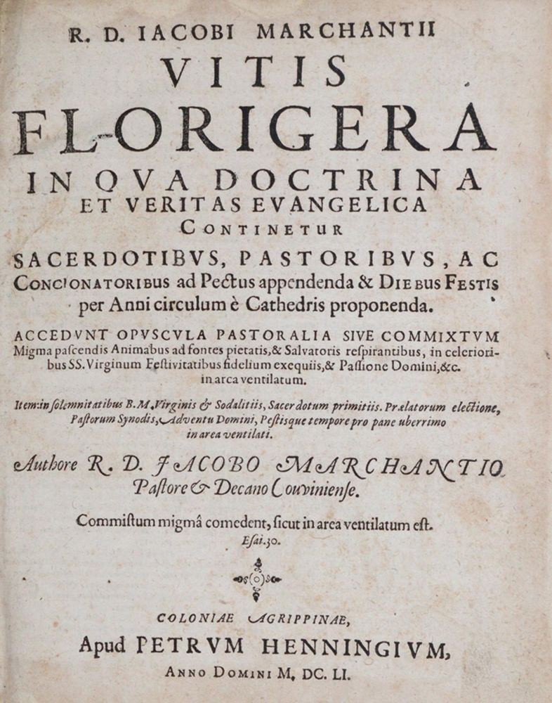 Große Abbildung Nr.1: 139-194 Marchantius,J. (d.i. J.Marchant).: (Alte Drucke, Handschriften und Theologie)