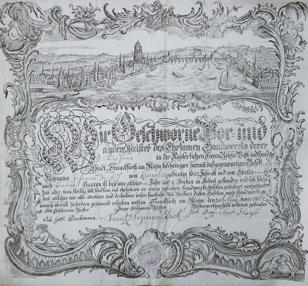 Große Abbildung Nr.1: 139-1956 Gesellenbrief.: (Deutschland, Frankfurt)