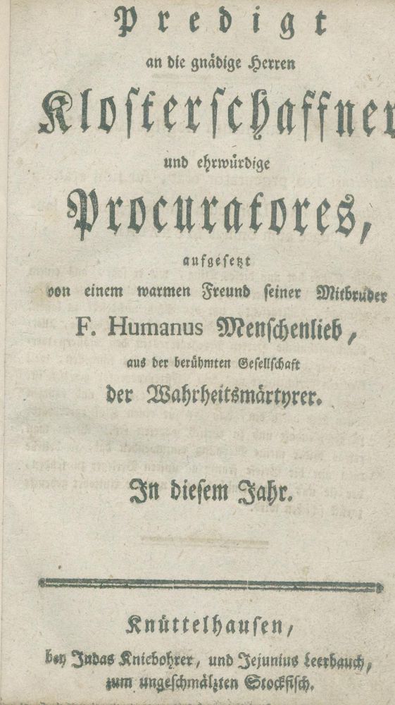 Große Abbildung Nr.1: 139-200 Menschenlieb Humanus (Pseud.),: (Alte Drucke, Handschriften und Theologie)