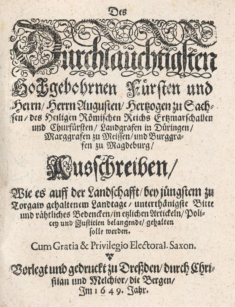 Große Abbildung Nr.1: 139-2018 Des Dürchlaüchtigsten...: (Deutschland, Sachsen)