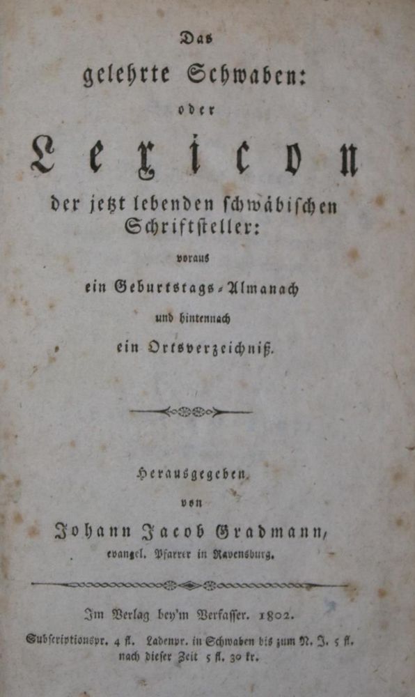 Große Abbildung Nr.1: 139-2025 Gradmann,J.J.: (Deutschland, Schwaben)