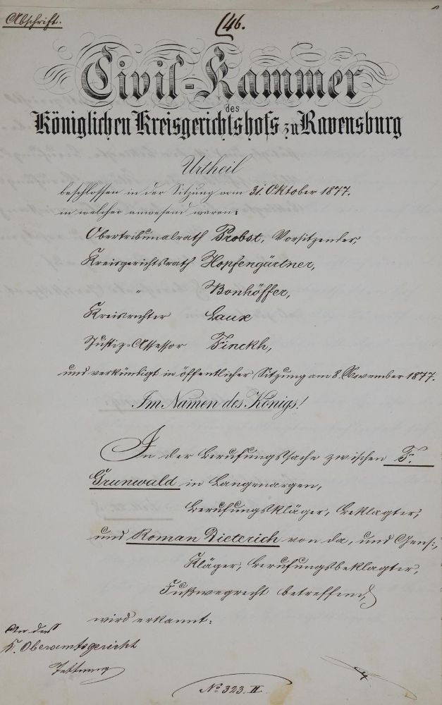Große Abbildung Nr.1: 139-2037 Zivilprozeß-Listen.: (Deutschland, Tettnang, Handschriften)