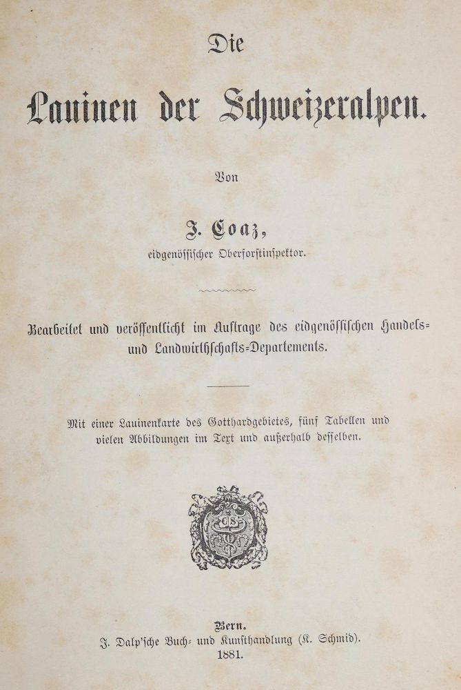 Große Abbildung Nr.2: 139-2176 Coaz,J.W.F.: (Verschiedene Länder - Geschichte, Alpen und Alpinismus)