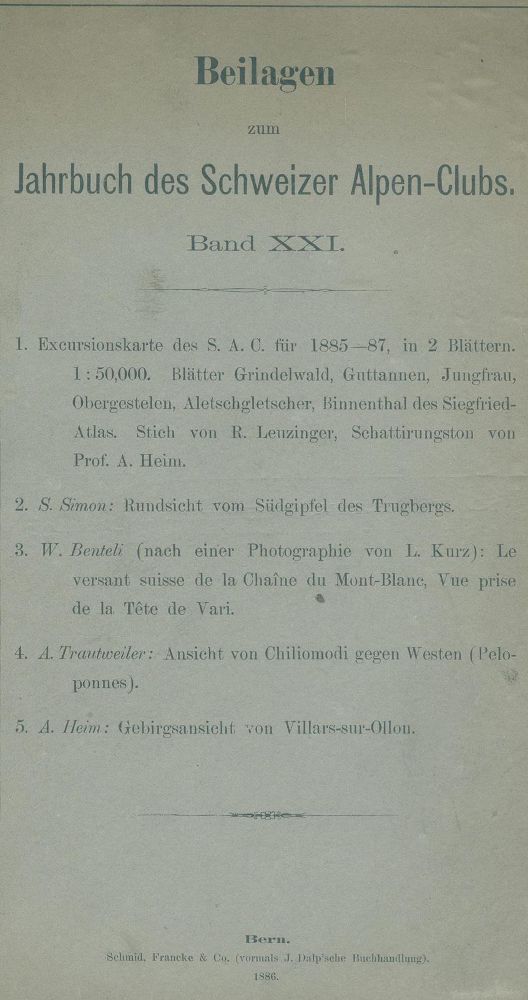Große Abbildung Nr.1: 139-2188 Beilagen: (Verschiedene Länder - Geschichte, Alpen und Alpinismus, Schweizer Alpenclub)