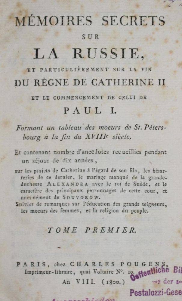 Große Abbildung Nr.1: 139-2285 (Masson de Blamont,C.F.P.).: (Verschiedene Länder - Geschichte, Russland)