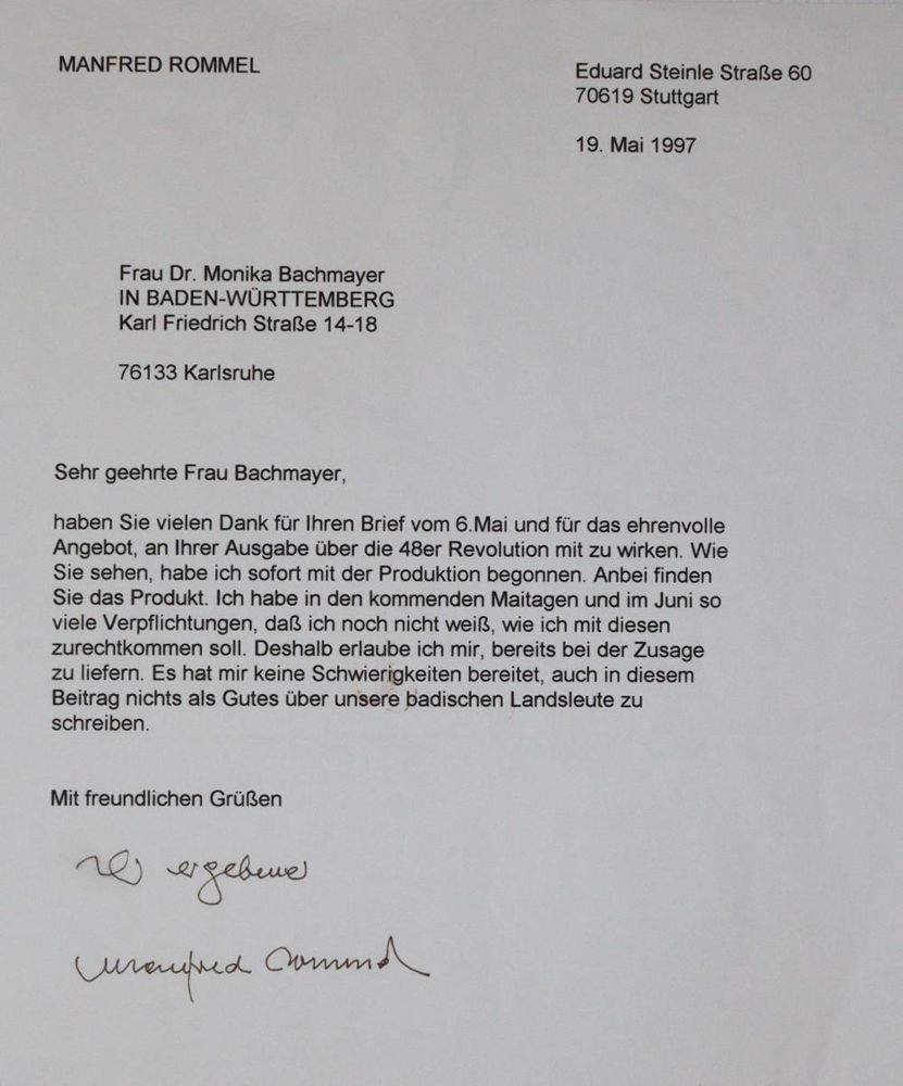 Große Abbildung Nr.1: 139-2337 Rommel, Manfred,: (Autographen)