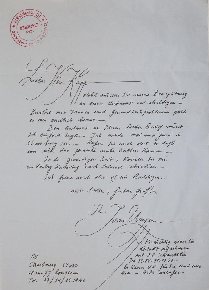 Große Abbildung Nr.1: 139-2343 Ungerer, Tomi,: (Autographen)