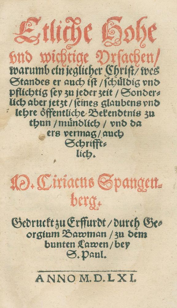 Große Abbildung Nr.1: 139-256 Spangenberg,C.: (Alte Drucke, Handschriften und Theologie)