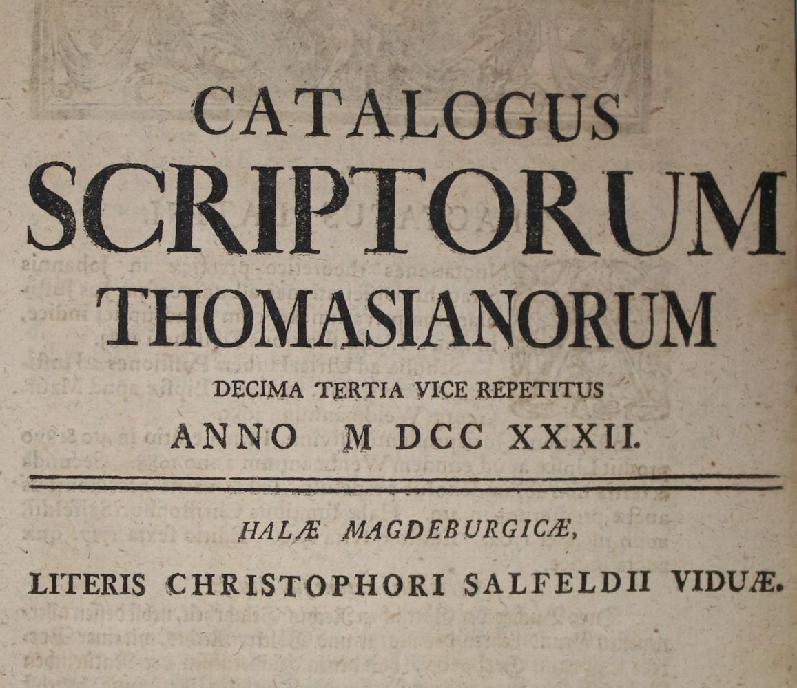 Große Abbildung Nr.1: 139-274 Thomasius,C.: (Alte Drucke, Handschriften und Theologie)