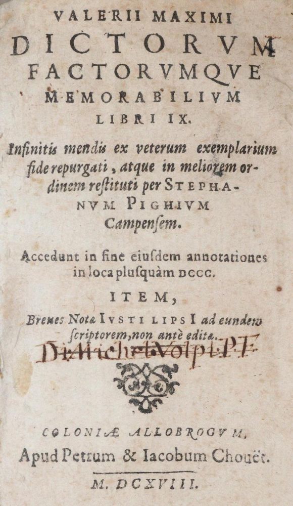 Große Abbildung Nr.1: 139-281 Valerius Maximus.: (Alte Drucke, Handschriften und Theologie)