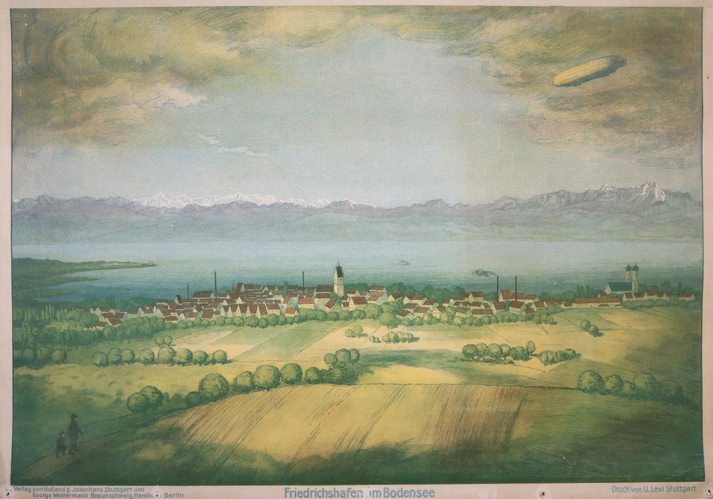 Große Abbildung Nr.1: 139-2938 Zeppelin über Friedrichshafen.: (Deutschland, Bodensee)