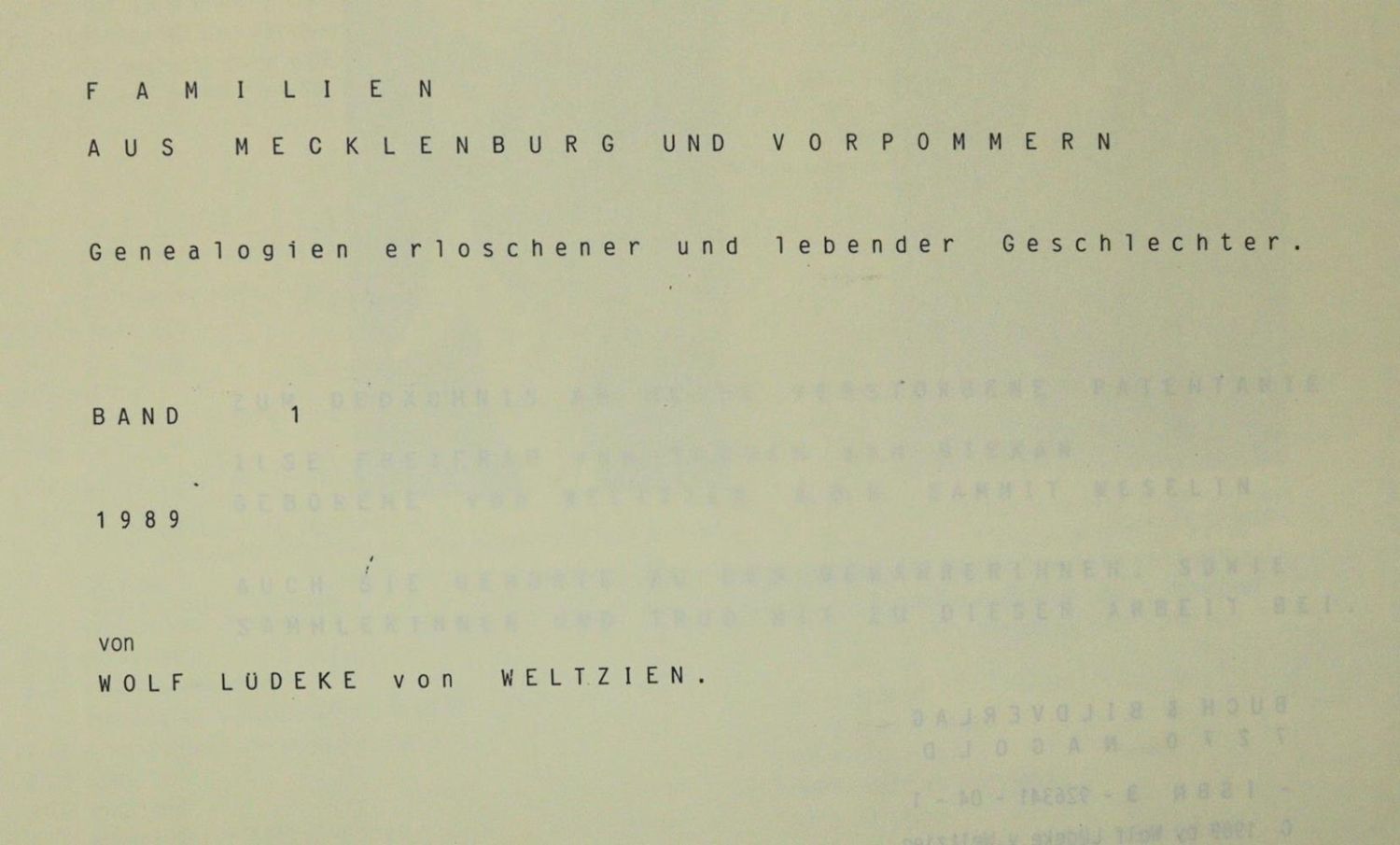 Große Abbildung Nr.3: 139-300 Weltzien,W.L.v.: (Genealogie und Heraldik)