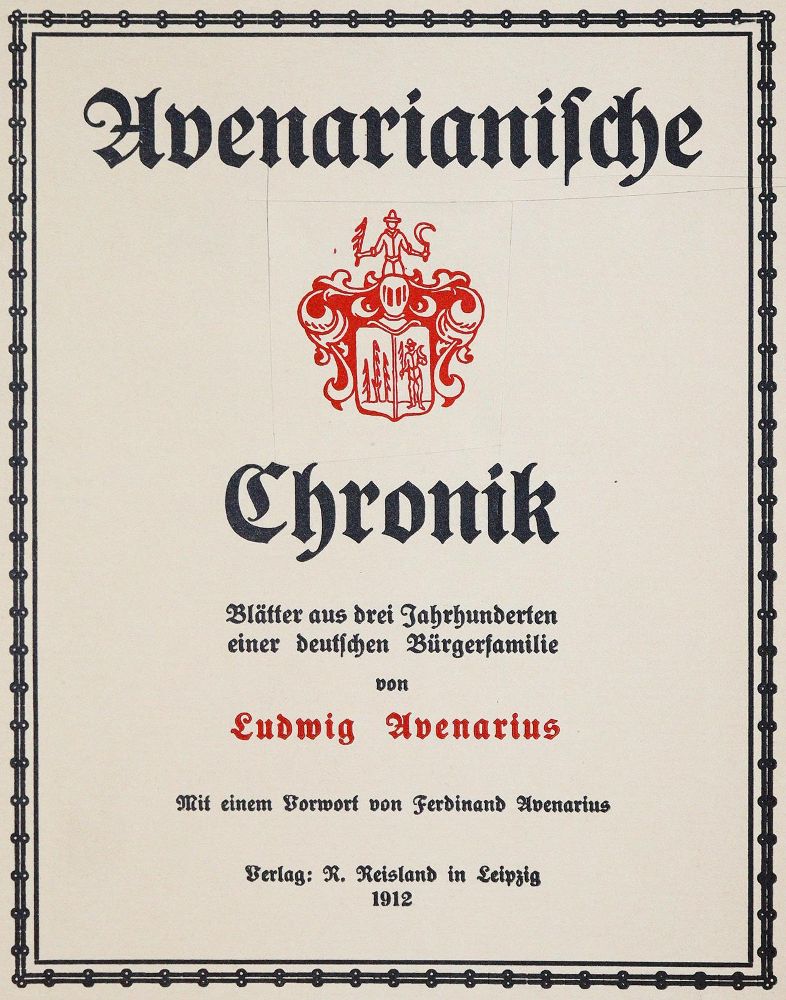Große Abbildung Nr.1: 139-332 Avenarius,L.: (Genealogie und Heraldik)