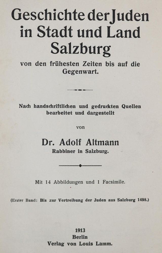 Große Abbildung Nr.1: 139-346 Altmann,A.: (Judaica)