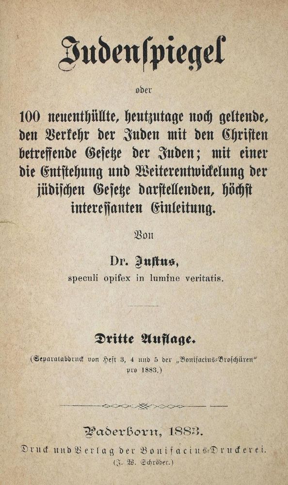 Große Abbildung Nr.2: 139-351 Justus (d.i. A.I.Briemann).: (Judaica)