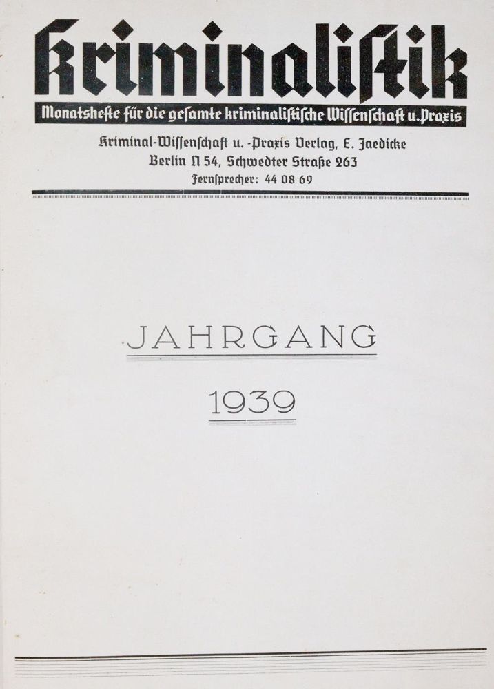 Große Abbildung Nr.1: 139-378 Kriminalistik.: (Juridica und Kriminologie)
