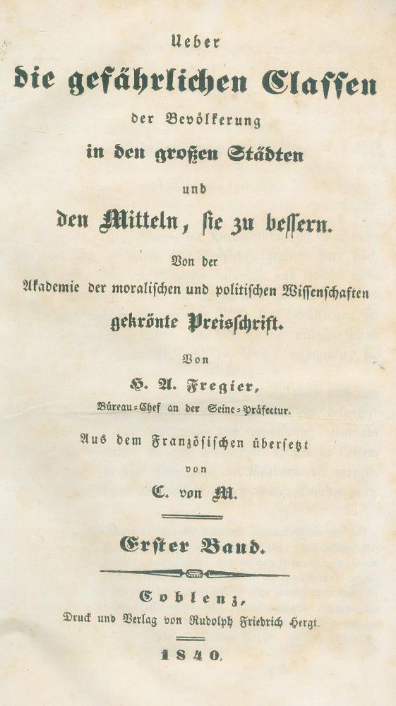 Große Abbildung Nr.1: 139-385 Fregier,H.A.: (Juridica und Kriminologie, Paris)