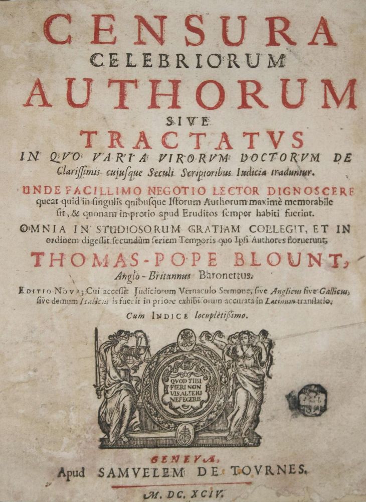 Große Abbildung Nr.1: 139-45 Blount,T.P.: (Alte Drucke, Handschriften und Theologie)