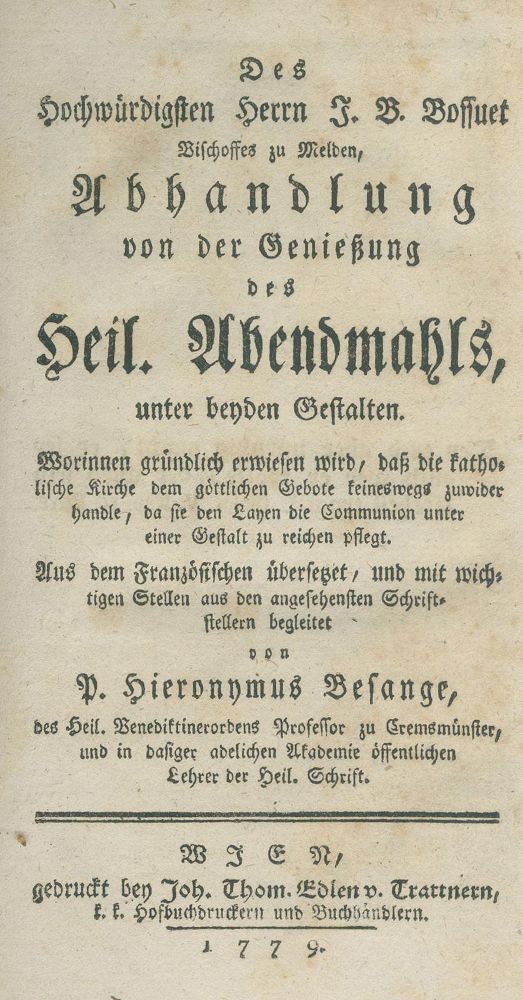 Große Abbildung Nr.1: 139-48 Bossuet,J.B.: (Alte Drucke, Handschriften und Theologie)