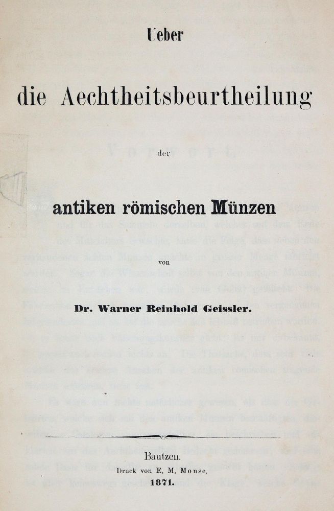 Große Abbildung Nr.1: 139-494 Geissler,W.R.: (Numismatik u. Siegelkunde, Medaillen)