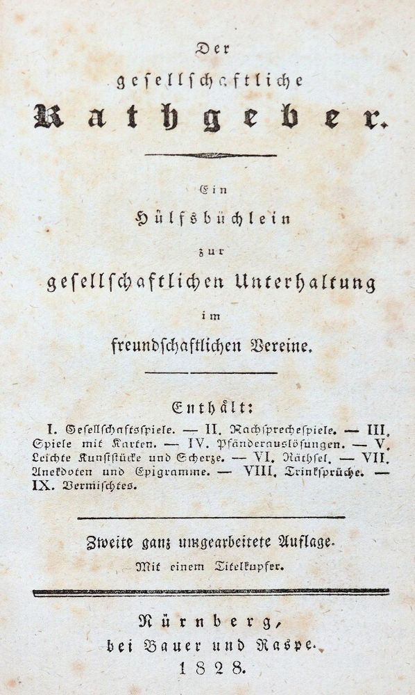 Große Abbildung Nr.2: 139-517 Gesellschaftliche Rathgeber, Der.: (Spiele)