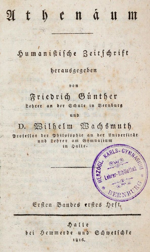 Große Abbildung Nr.1: 139-539 Günther,F. u. W.Wachsmuth (Hrsg.).: (Zeitschriften und Zeitungen)
