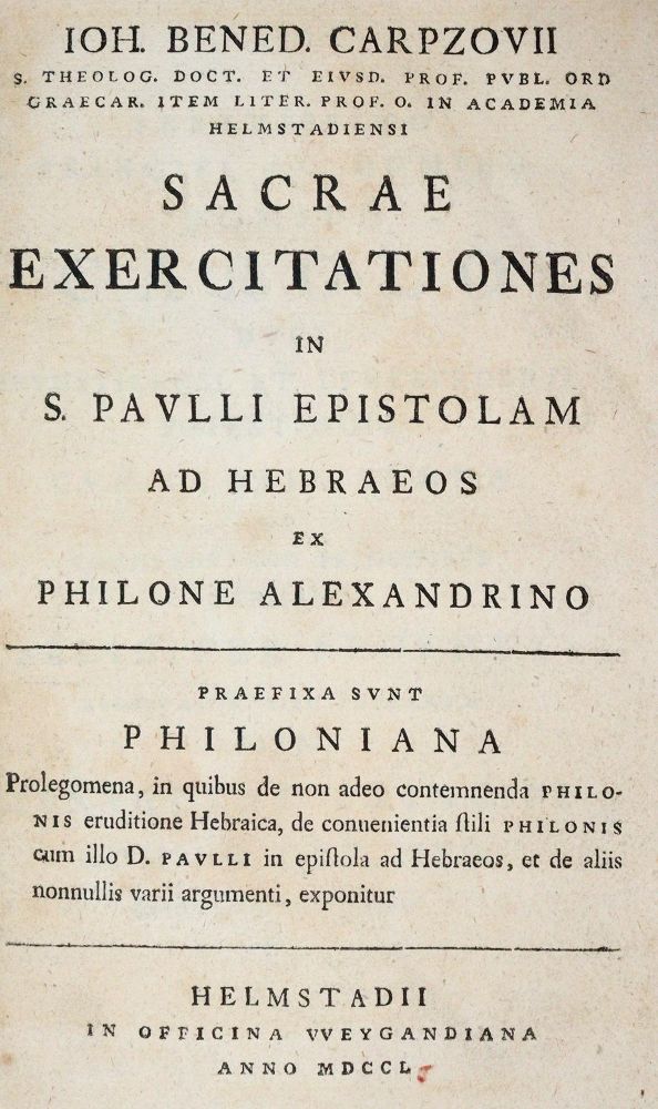 Große Abbildung Nr.1: 139-55 Carpzov,J.B.: (Alte Drucke, Handschriften und Theologie)
