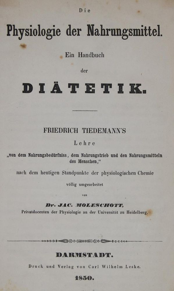 Große Abbildung Nr.1: 139-575 Tiedemann,F.: (Küche und Haushalt, Diätetik)