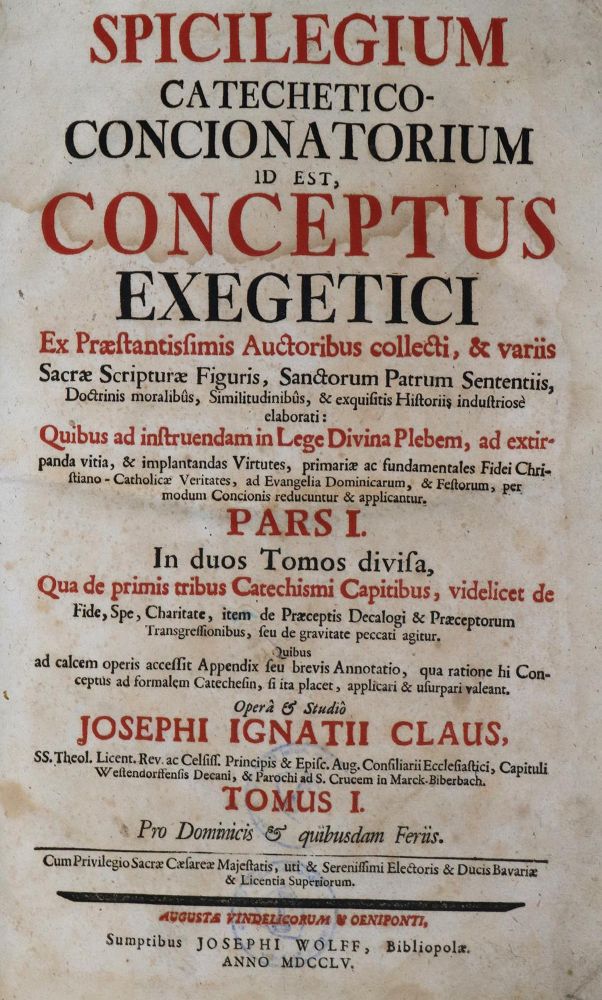 Große Abbildung Nr.1: 139-58 Claus,J.I.: (Alte Drucke, Handschriften und Theologie)