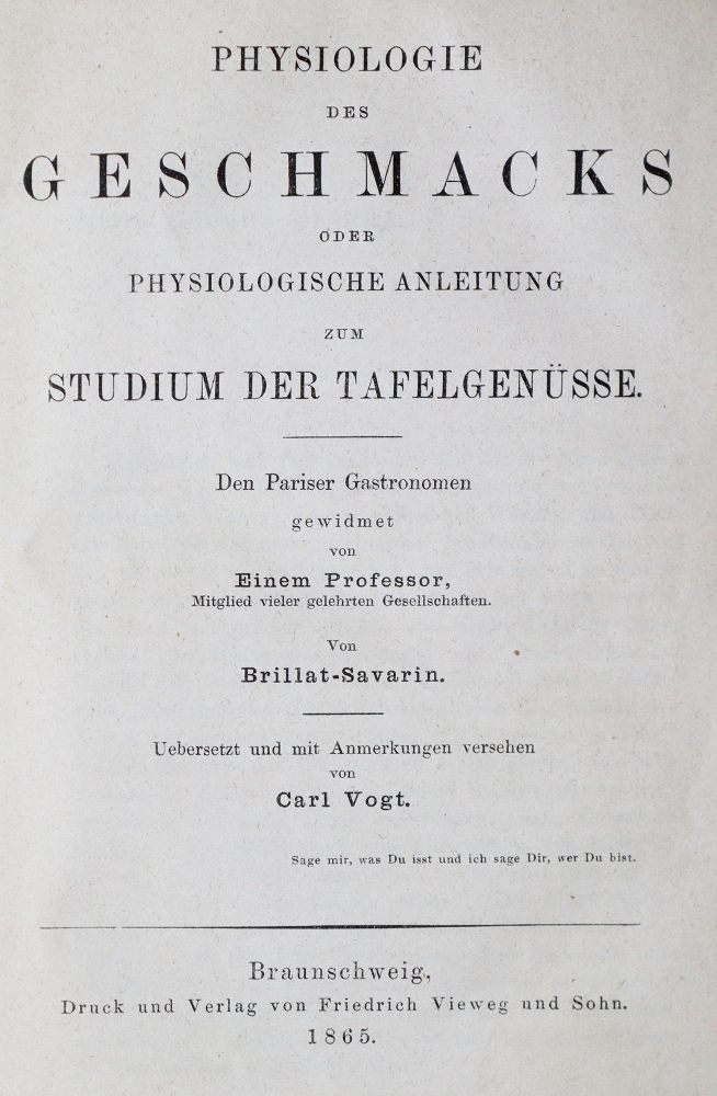 Große Abbildung Nr.1: 139-581 Brillat-Savarin,(J.A.).: (Küche und Haushalt, Gastrosophie)