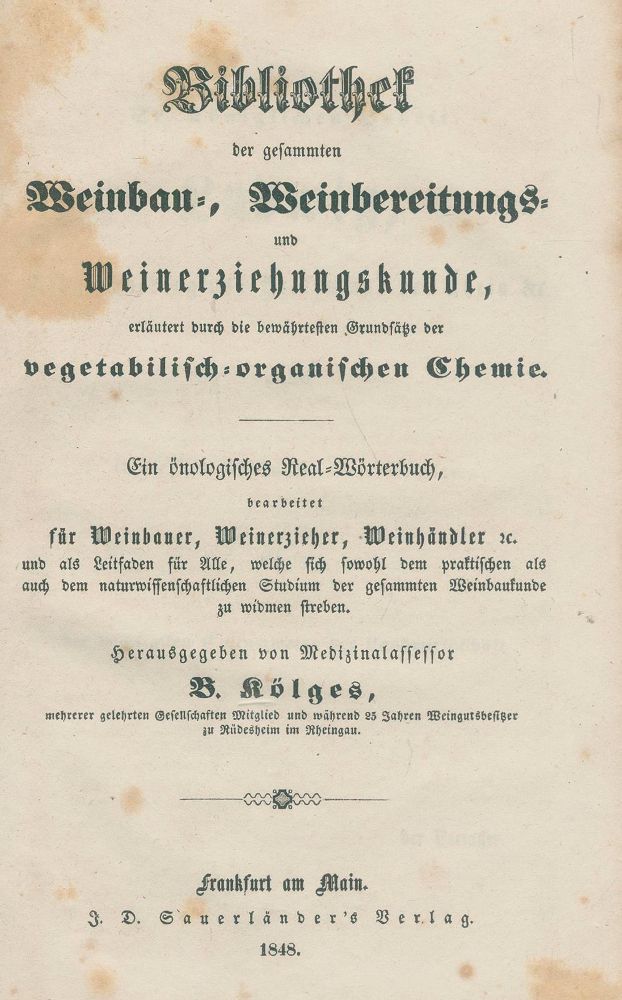 Große Abbildung Nr.1: 139-597 Kölges,B.: (Küche und Haushalt, Getränke, Wein und Weinbau)