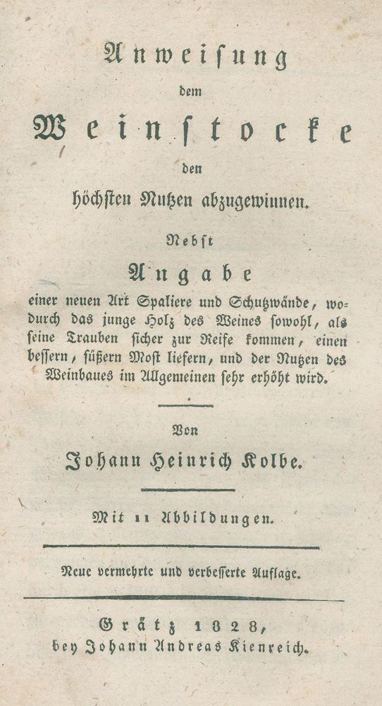 Große Abbildung Nr.1: 139-598 Kolbe,J.H.: (Küche und Haushalt, Getränke, Wein und Weinbau)