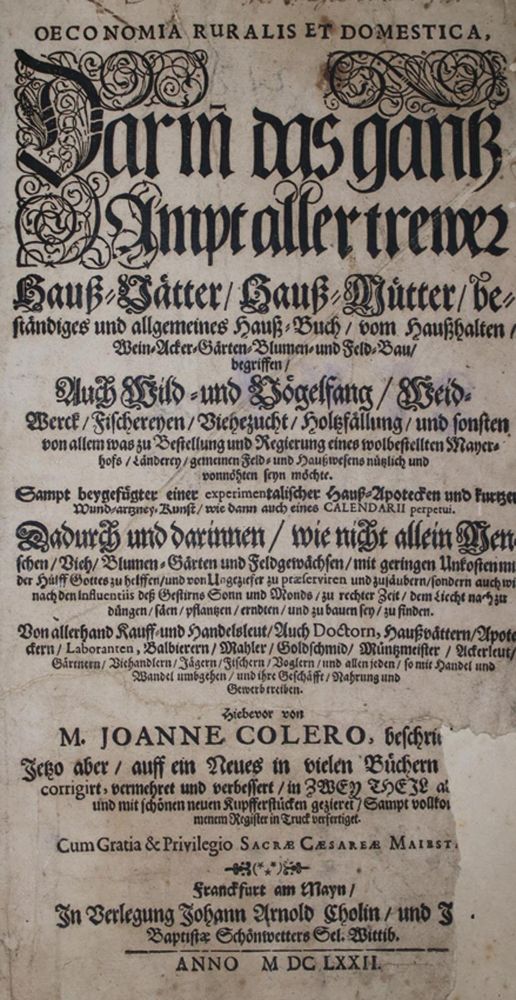 Große Abbildung Nr.1: 139-607 Colerus,J.: (Küche und Haushalt, Hausväterliteratur)